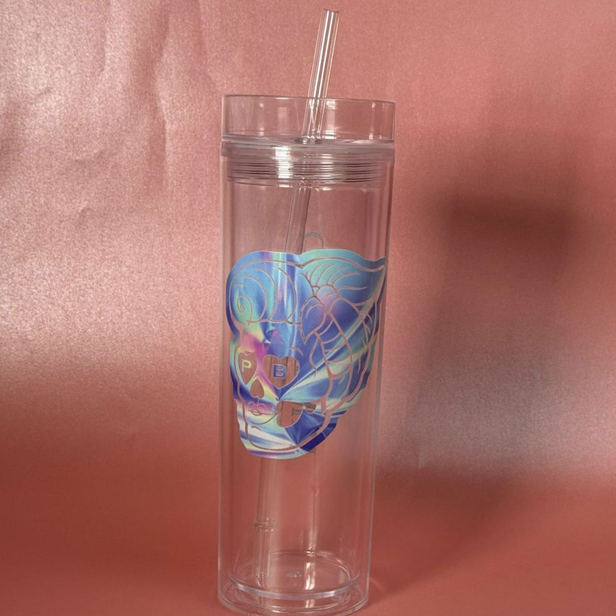 Pinky B Blue Skull Tumbler 16oz